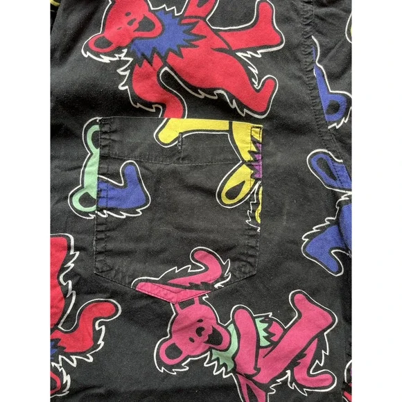 Grateful Dead Dancing Bears Shirt All Over Print Button Front Men's M - Picture 6 of 6